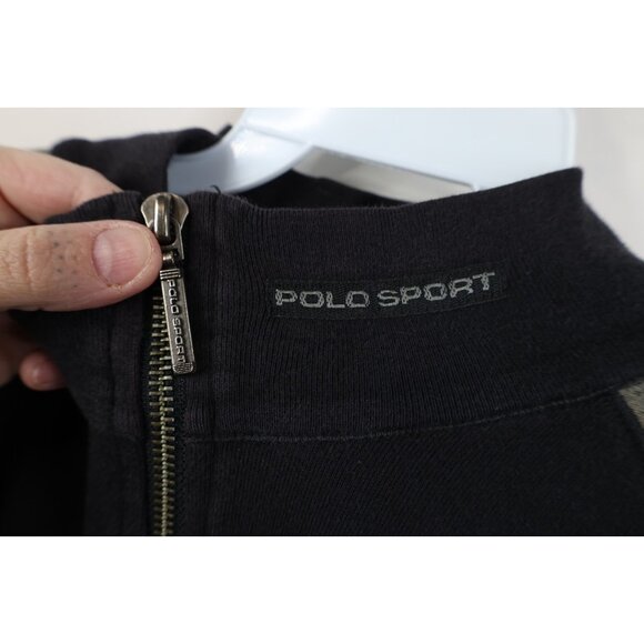 Vtg 90s Polo Sport Ralph Lauren Mens L Spell Out Striped Knit Half Zip Sweater - Picture 4 of 14